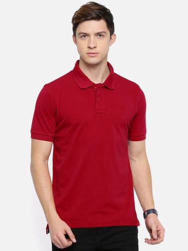 Semantic Cotton Red Polo Collar T-Shirt Age Group: 18 Above