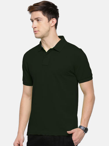 SEMANTIC COTTON GREEN POLO COLLAR T-SHIRT