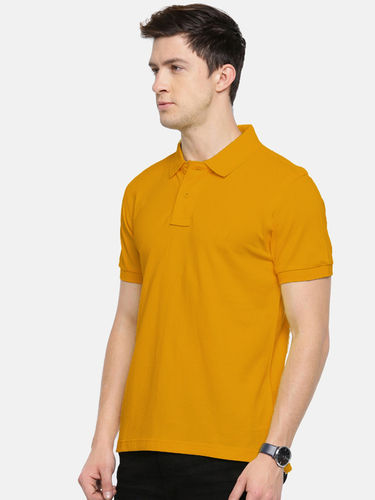 SEMANTIC COTTON YELLOW POLO COLLAR T-SHIRT