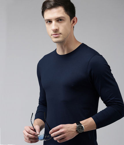 SEMANTIC FULL SLEEVE NAVY COTTON T-SHIRT