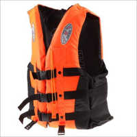 Swimming Life Jacket - Nylon, Large Size, Orange Color | Sleeveless Design, Buckle Closure, Box Packaging