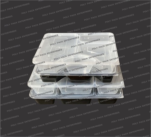MEAL TRAY 5 COMPARTMENT NATURAL and BLACK