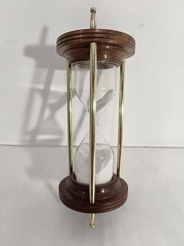Sohrab Nauticals Wooden Sand Timer Hourglass With Brass Rod 15 Minutes Antique Sand Timer