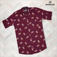 Mens Lycra Fabric Printed Cotton Shirts