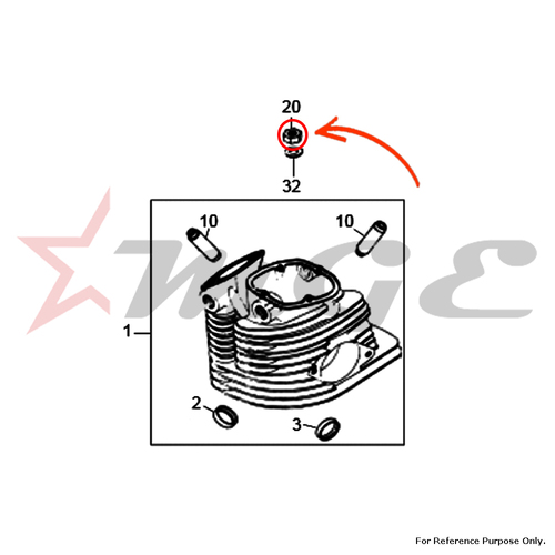 Nut, Cylinder Head For Royal Enfield - Reference Part Number - #586005/A, #145867/A