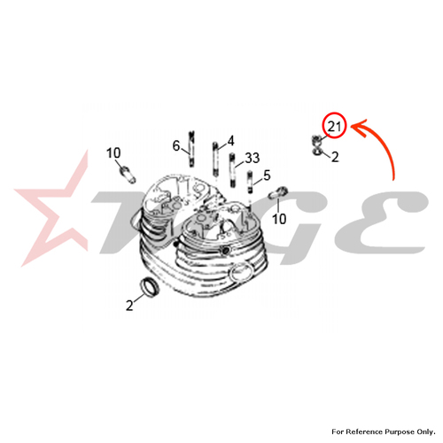 Nut, Cylinder Head Stud (Inches) For Royal Enfield - Reference Part Number - #140144/3
