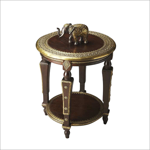Wooden Brass Fited End Table