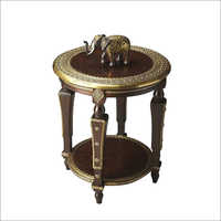 Wooden Brass Fited End Table