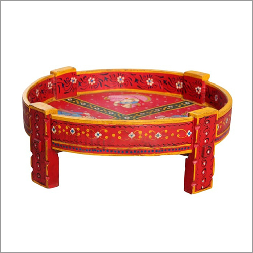 Wooden Painted Round Chakki Table