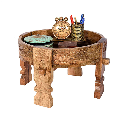 Wooden Round Chakki Table