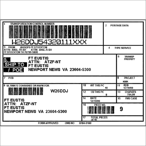 Pvc Digital Shipment Label