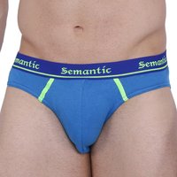 Semantic Cotton Briefs - Designer Royal Waistband With Laces | Plain Pattern, Suitable For All Seasons, Available In Multiple Sizes