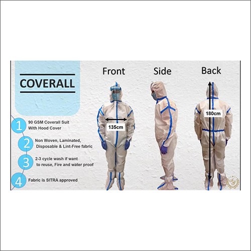 Non Woven Disposable Coverall PPE Kit - Non-Woven, 160cm, White | Zip Closure, Sealed Seams, Lightweight, Barrier Protection