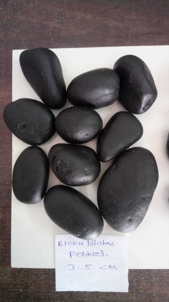 Natural black shinny normal polished pebbles stons