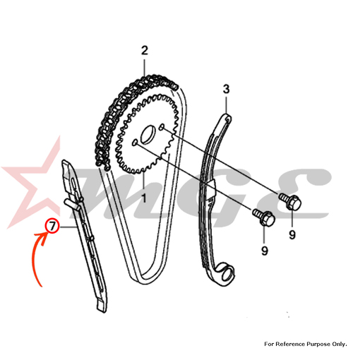 Guide, Cam Chain For Honda CBF125 - Reference Part Number - #14610-KTE-910, #14610-KSP-910