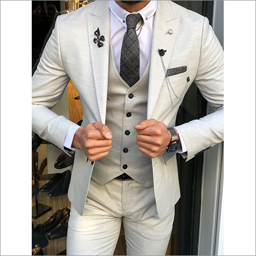 Grey Mens 3 Pieces Formal Suit