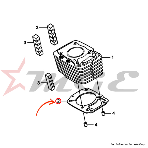 Gasket, Cylinder For Honda CBF125 - Reference Part Number - #12191-KSP-910, #12191-KWK-900