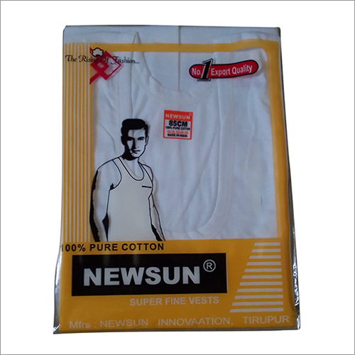 Mens Cotton White Vest By NEWSUN INNOVAATION