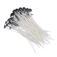 Candle Wick - Cotton, 4" & 6" Sizes | Pre-waxed, 100 Pcs Per Packet, White Color, Metal Base