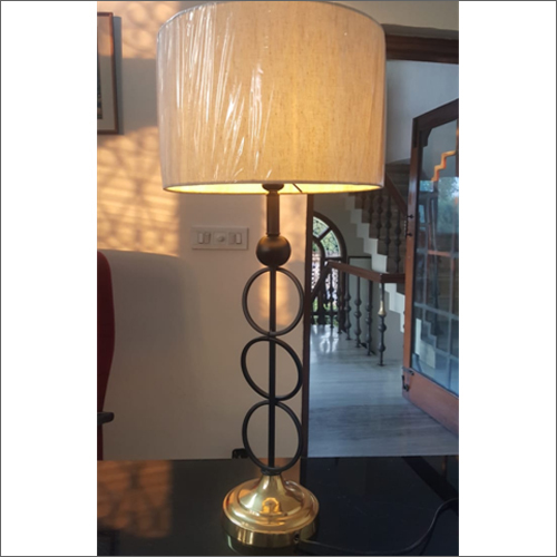 Golden Electric Lamp With Cotton Shade