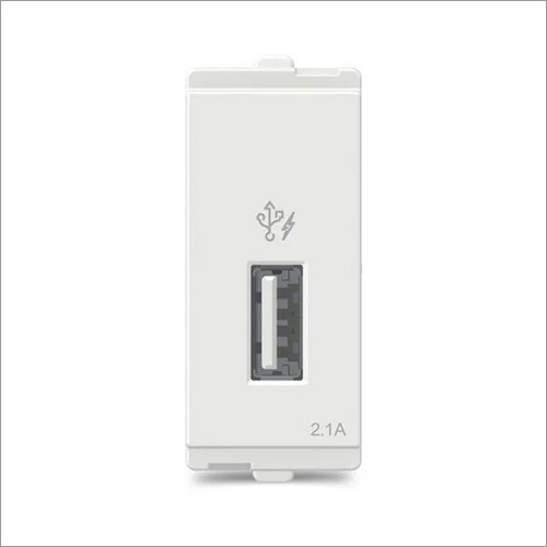 1 M 2.1A USB Charger - Plastic, 86x86x20 mm, White, 5V 2.1A Output | Fast Charging, Compact Design, Easy Installation, Durable