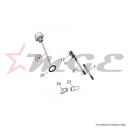Dip Stick, Nylon Knob For Crankcase Royal Enfield - Reference Part Number - #500160/A