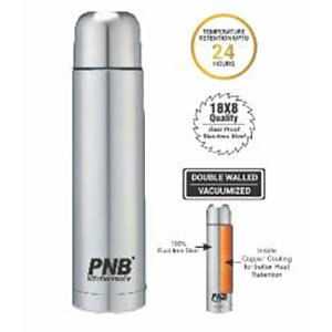 Silver Classic Flask Stainless Steel Vacuum Bottle