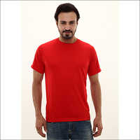 Mens Red Round Neck T-shirt