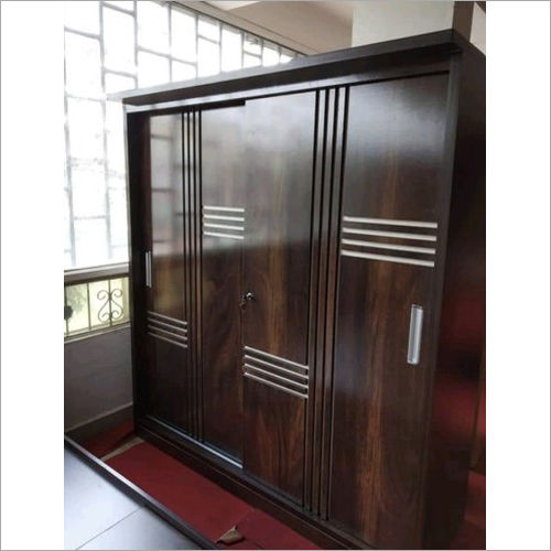 Brown Wooden Sliding Door Wardrobe