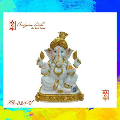 Uv Resistant Traditional Marble Lord Ganesha Blessing Statue