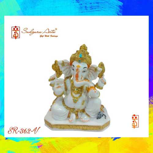 Uv Resistant Traditional Marble Lord Ganesha Statue