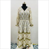 Yellow Buti Cotton Long Dress Bohemian