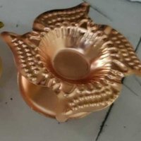 Swastik Copper Diya - Golden Color | Premium-quality Craftsmanship For Spiritual And Decorative Use