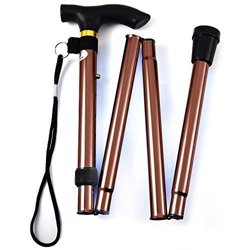 Smartcare Automatic Magnetic Snap-Out Folding Crutch Walking Cane Folding Stick with Adjustable Length (33-37 Inch) (Copper)