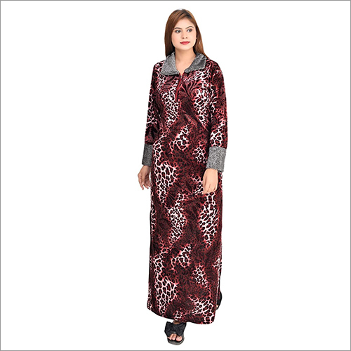 Ladies Tiger Print Velvet Nighty