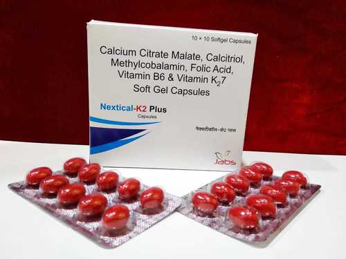 Calcium Citrate Malate, Calcitriol, Methylcobalamin, Folic Acid, Vitamin B6, & Vitamin K2 7 Soft Gel Capsules By JABS BIOTECH PVT. LTD.