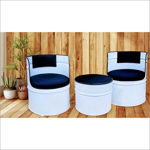 Modern White Barrel Chair With Table