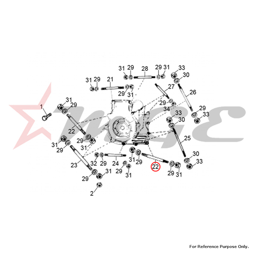 Stud For Crankcase Royal Enfield - Reference Part Number - #141056/5