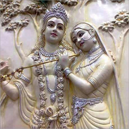 White Stone Radha Krishna Statue