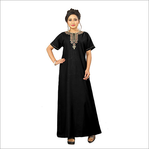 Ladies Black Cotton Nighty