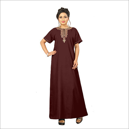 Ladies Brown Cotton Nighty