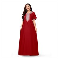 Red Cotton Long Nighty