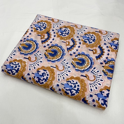 Peacock Hand Block Printed Cotton Fabric