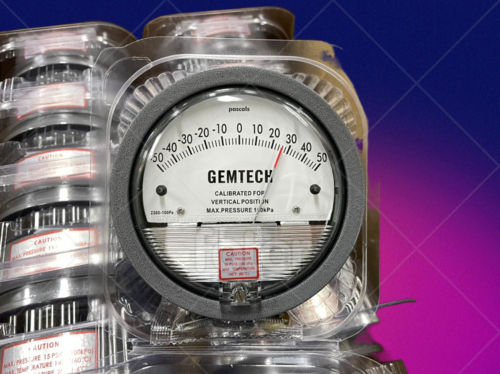 GEMTECH Differential Magnehelic Pressure Gauge Range 0-2.5 Kilopascal