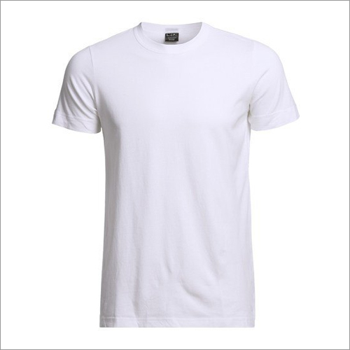 White Mens Plain Round Neck T Shirt
