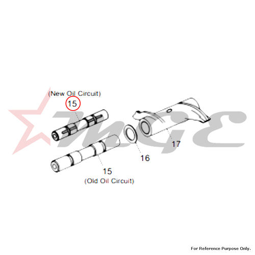 As Per Photo Rocker Spindle (New Oil Circuit) For Royal Enfield - Reference Part Number - #500166/a