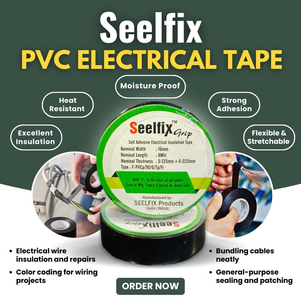 Pvc Tape Seelfix - Pvc, 6m X 16mm, Various Colors Available, 0.125mm Thickness | Single-sided Adhesive, Moisture & Chemical Resistant, Flexible Use