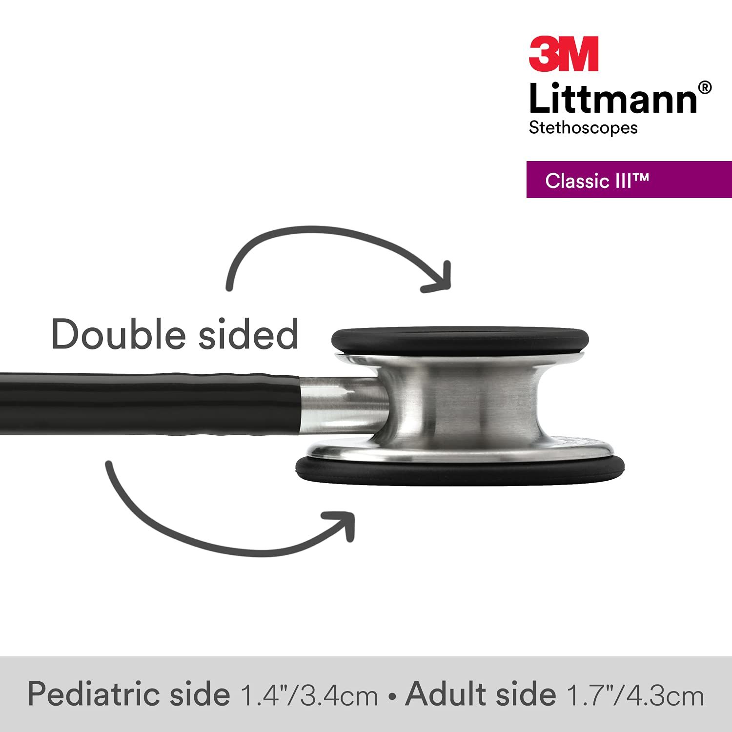 3M Littmann Classic III Monitoring Stethoscope, Black Tube, 27 inch, 5620