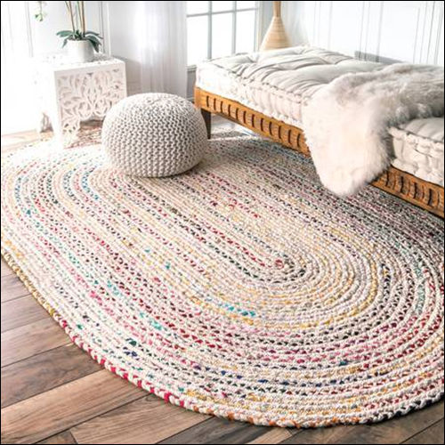 Multi White Braided Chindi Rug