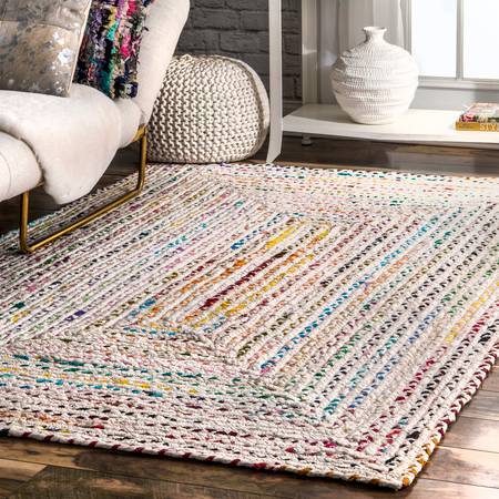 White Braided Chindi Rug